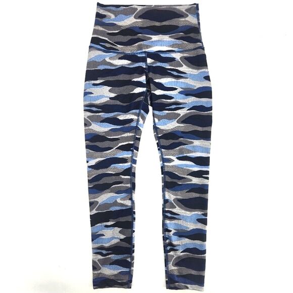 Lululemon Wunder Under Crop Hi-Rise Luon Leggings Womens 6 Camo Navy Athleisure - Picture 1 of 5